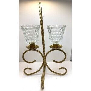 Home Interiors Vintage Metal Twisted Rope 2 Candle Holders Candelabra